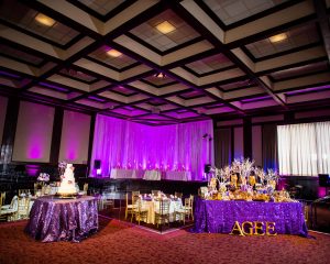 Purple Wedding Reception Cake Candy Table Beeson Hall